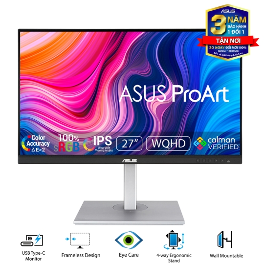 Màn hình Asus ProArt PA278CV (27 inch/ WQHD/ IPS/ 75Hz/ 5ms/ USB TypeC)