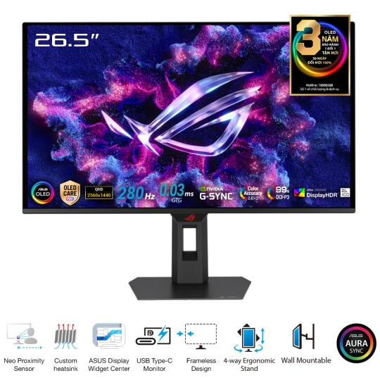 Màn hình Gaming ASUS ROG Strix OLED XG27ACDMS 27 inch (2K/ OLED/ 280Hz/ 0.03ms)