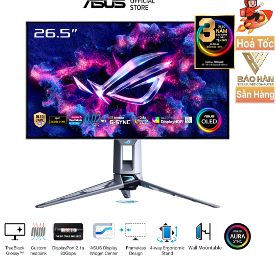 Màn Hình  Gaming Asus ROG Swift PG27AQWP-W 27" WOLED 2K 540Hz-HD 720Hz