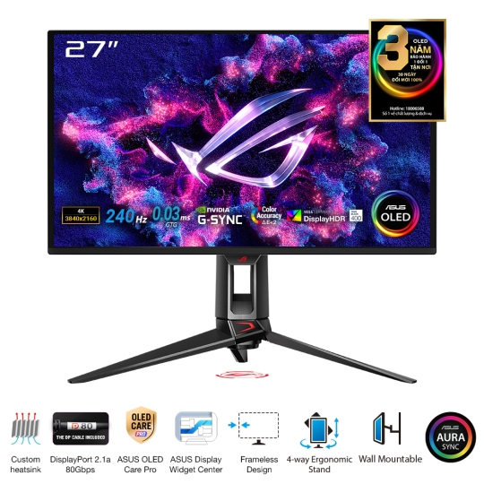 Màn Hình Gaimng Asus ROG Swift OLED PG27UCDM 27 Inch/ 4K/ OLED/ 240Hz/ 0.03ms