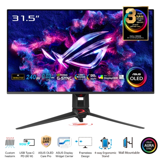 Màn hình Gaming ASUS ROG Swift OLED PG32UCDM Gen3 ( PG32UCDM3 ) 4K OLED 240 Hz 0.03ms