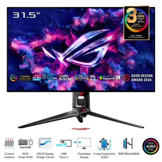 Màn Hình Gaming ASUS ROG Swift OLED PG32UCDP 32 inch 4K UHD, WOLED, 4K 240Hz – FHD 480Hz
