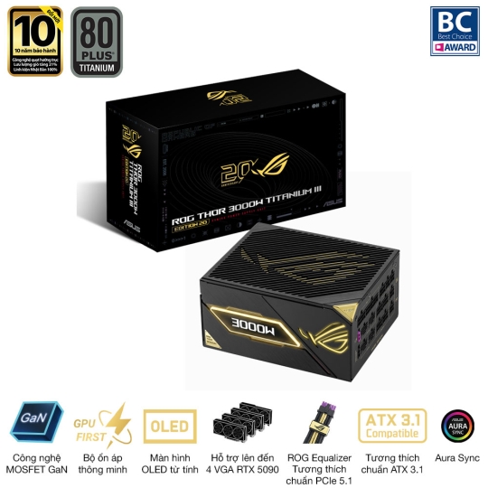 Nguồn máy tính ASUS ROG THOR 3000W TITANIUM III phiên bản giới hạn EDITION 20